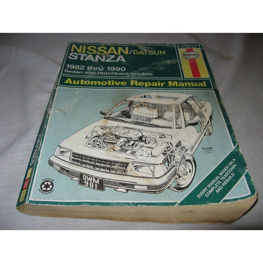 Haynes Repair Manual Nissan Datsun Stanza 1982 thru 1990 Sedan Hatchback 72060